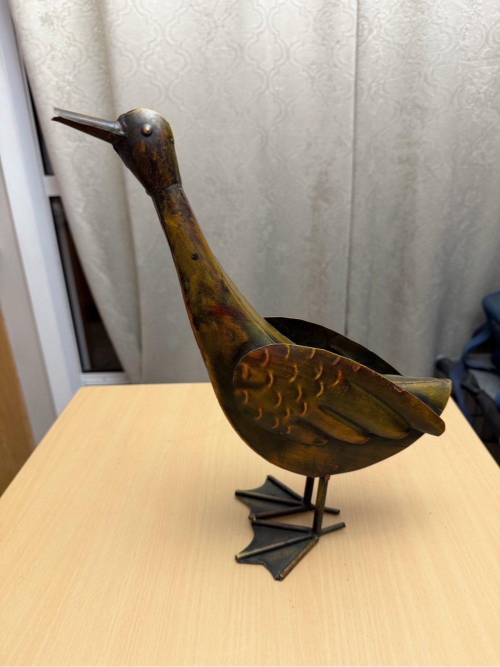 Decorative Metal duck  - Yellow-Brown Rustic Finish